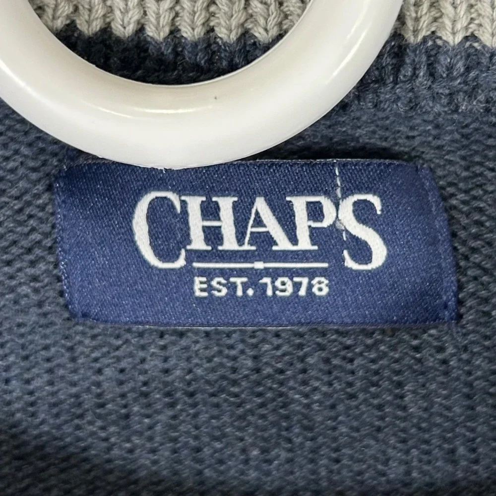 Chaps Mens‎ Navy Heather Cotton Crewneck Sweater New Size Medium Preppy Dress